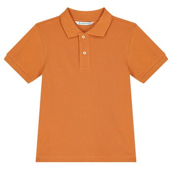 Boys Beige Logo Polo Shirt