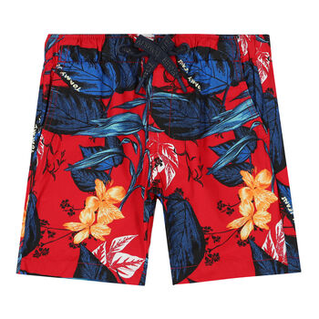 Boys Red Floral Shorts