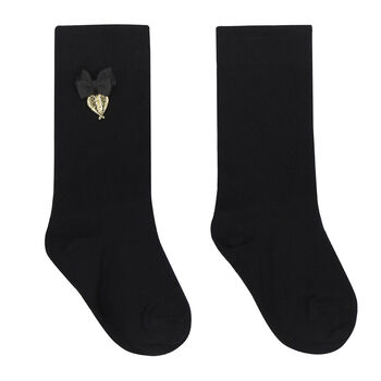 Girls Black Bow Socks