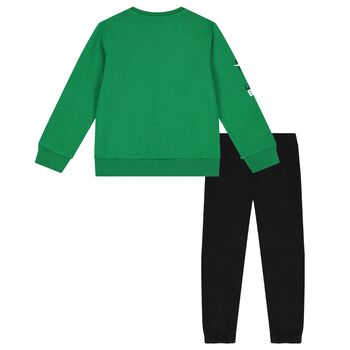 Boys Green & Black Dinosaur Logo Tracksuit