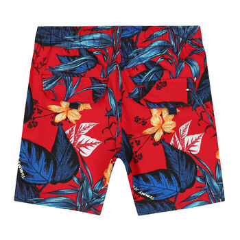 Boys Red Floral Shorts