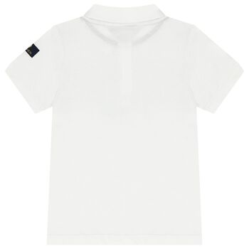 Boys White & Gold Logo Polo Shirt