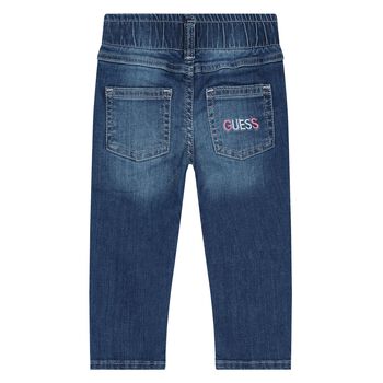 Younger Girls Blue Logo Teddy Bear Jeans