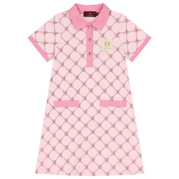 Girls Pink Logo Polo Dress