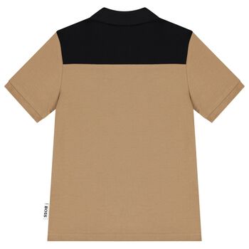 Boys Beige Logo Polo Shirt