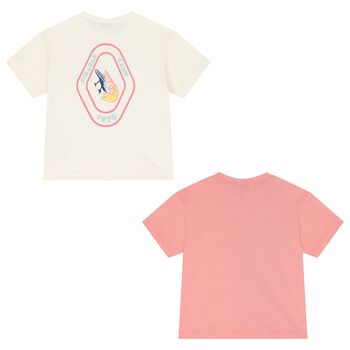 Younger Girls Ivory & Pink Logo T-Shirt ( 2-Pack )