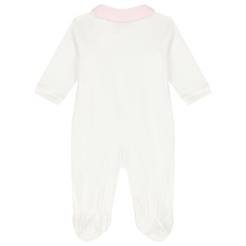 Baby Girls Ivory & Pink Teddy Bear Babygrow