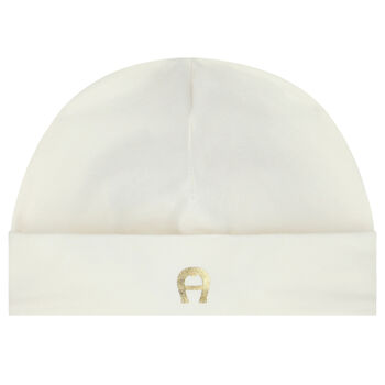 Ivory & Gold Logo Baby Hat