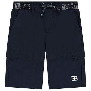 Boys Navy Blue Logo Shorts