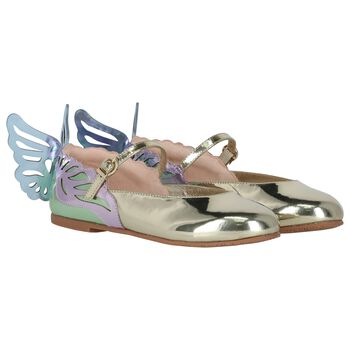 Girls Gold Butterfly Shoes