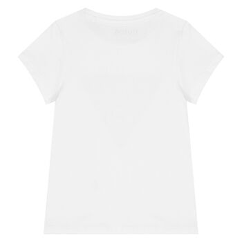 Girls White Logo Sequin T-Shirt