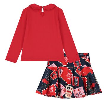 Girls Red Logo Envelope Skirt Set