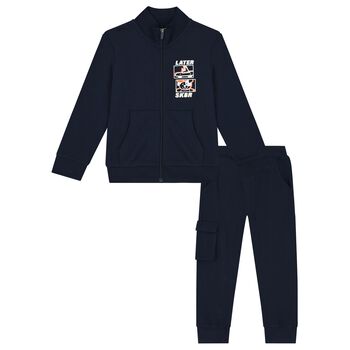 Boys Navy Blue Logo Tracksuit