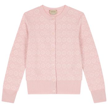 Girls Pink Logo Cardigan