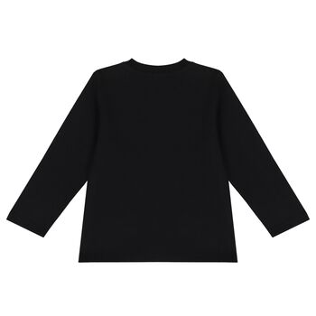 Black Teddy Bear Logo Long Sleeve Top