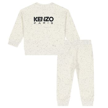 Younger Girls Ivory Flower Logo Tracksuit