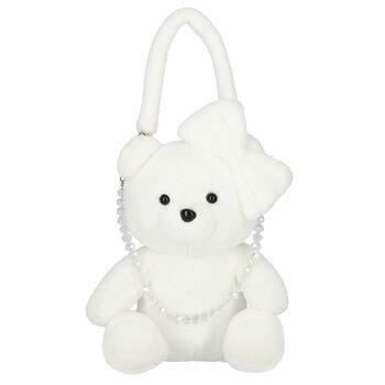 Girls White Teddy Bear Hand Bag