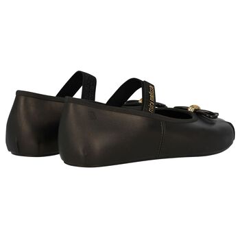 Girls Black Bow Shoes