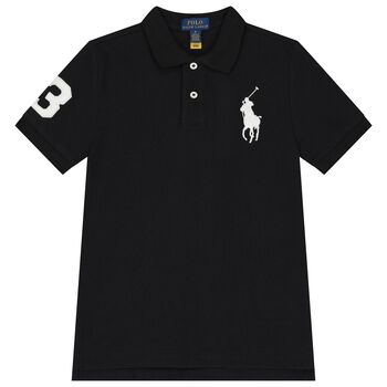 Boys Black Logo Polo Shirt