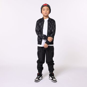 Boys Black Logo Zip Up Top