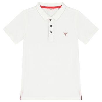 Boys White Logo Polo Shirt