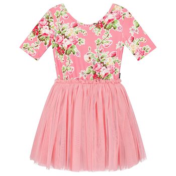 Girls Pink Floral Tulle Dress