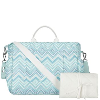 White & Blue Zig Zag Changing Bag