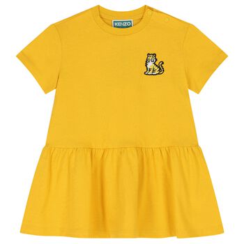 Younger Girls Logo Tiger Yellow Dress