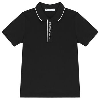 Boys Black Logo Polo Shirt