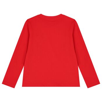 Boys Red Logo Long Sleeve Top