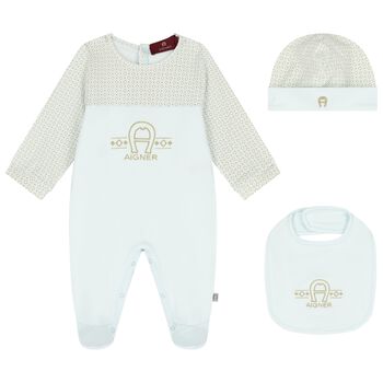 Baby Boys Blue Logo Babygrow Set