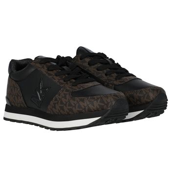 Girls Black & Brown Logo Trainers