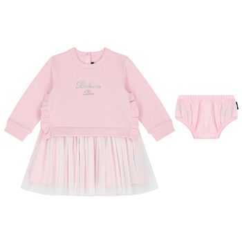 Younger Girls Pink Logo Dress Set