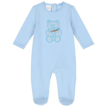 Baby Boys Blue Teddy Bear Babygrow