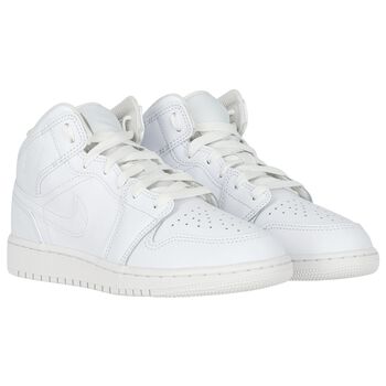 White Air Jordan 1 Mid Trainers