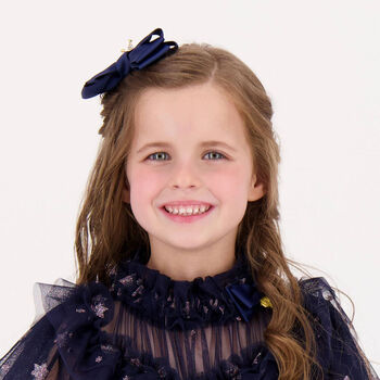 Girls Navy Bow Hairclip