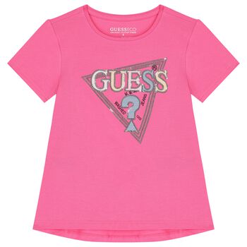 Girls Pink Embellished Logo T-Shirt