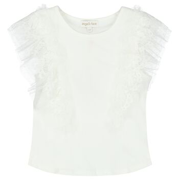 Girls White Ruffled Top