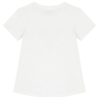 Girls White Embellished Logo T-Shirt