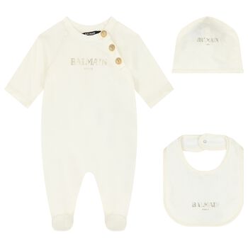 Ivory & Gold Logo Babygrow Gift Set