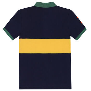 Boys Navy & Yellow Logo Polo Shirt