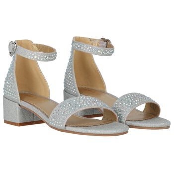 Girls Silver Embellished Sandals