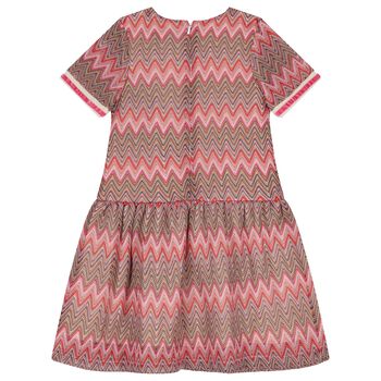 Girls Pink Logo Zig Zag Dress