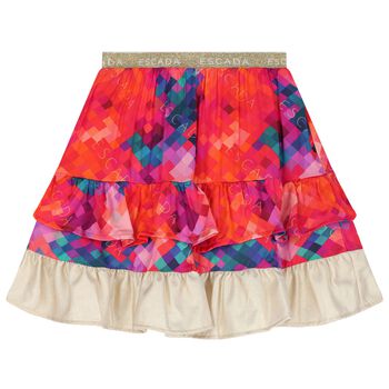 Girls Multi-Colored Logo Layered Skirt