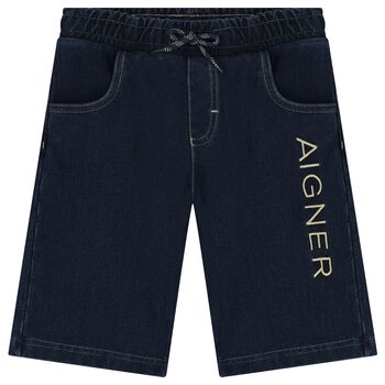 Boys Blue Logo Denim Shorts