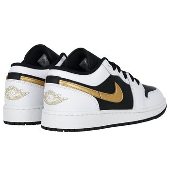 Black, White & Gold Air Jordan 1 Low Trainers