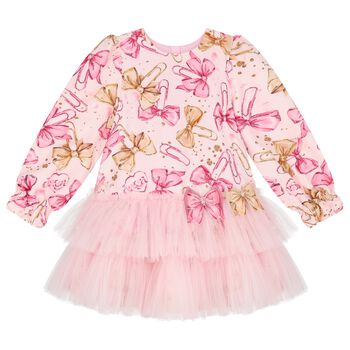 Girls Pink Bow Tulle Dress