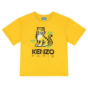 Girls Yellow Tiger Logo T-Shirt
