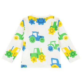 Younger Boys White Tractor Logo Long Sleeve Top