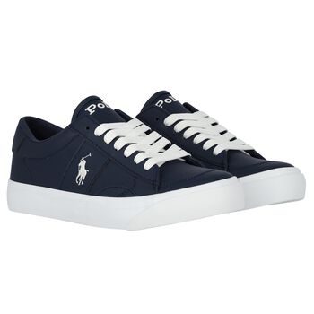 Boys Navy Blue Logo Trainers